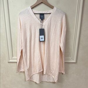 New! Lysee Linen Long Sleeve V Neck Top size Large